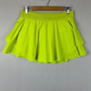 Lululemon Court Rival High Rise Skort Tennis Golf Neon Yellow Women's Size 10